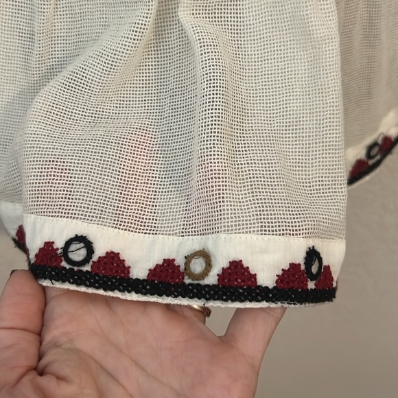 Anthropologie Akemi + Kin Embroidered Mesh Peasant Top - Picture 7 of 7